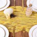 5 Pcs Yellow Gauze Table Runner 10ft Rustic Cheese Cloth Table Runner Boho Style Decoration for Romantic Date Wedding Party Baby Shower Photography Decoration