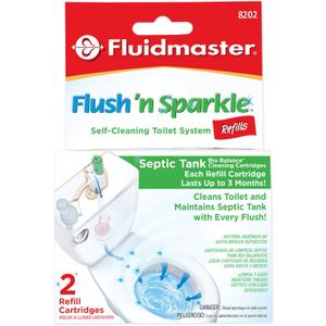 Fluidmaster 8202P8 Flush 'n Sparkle Automatic Toilet Bowl Cleaning System Refills, BioBalance Septic 2-Pack