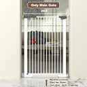 41" Extra Tall Cat Gate for Doorway, 29.6-31.5''W Metal Pet Baby Safe Gate, Extra Wide Pressure Mounted Baby Gate, No Drilling Cat Fence Indoor, Tall Dog Gate, White