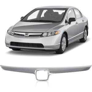 CarPartsDepot Chrome Grille with Emblem Provision Compatible with 2006 2007 2008 HONDA Civic 4 Door Sedan Hybrid HO1200172 71122SNAA00