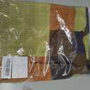 Women's Vintage Geometric Print Maxi Dress Color Block Plaid Design Crew Neck 3/4 Sleeve Loose Fit Long Dresses (Medium)