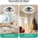 Ceiling Fans with Lights, 19.7'' Flush Mount Ceiling Fan with Lights and Remote, 3000K-6000K Dimmable Modern Low Profile Ceiling Fans for Bedroom Living Room, 6 Speeds Fandelier LED Fan Light (Black)