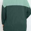 Womens Plus Size Sweatshirt Color Block Side Split Long Sleeve Crewneck Casual Loose Pullover Shirt Top (XXXL)