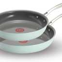 T-fal Ceramic Non-Stick Induction, 10.5 and 12 Inch 2 piece Frypan Set, Mint Green