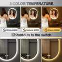 16x24 LED Bathroom Mirror with Lights Oval, Lighted Bathroom Vanity Mirror for Wall, Front Lit and Backlight, Anti-Fog, 3 Color Dimmable, Vertically Only