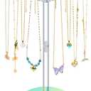 NiHome Iridescent Acrylic Rotating Necklace Holder Organizer, Heart-Shaped Top Multifunctional Jewelry Storage, Space-Saving Necklace Organizer, Keeps Vanity Neat Adds Decorative Touch