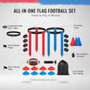 Flag Football Belts, Adjustable Flag Football Sets for 8 Players with 24 Flags, 8 Training Cones, Size 3 Ball, Pump and Bag, Youth Adults Outdoor Flag Football Game