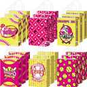 MotiMind 24 Pcs Softball Paper Gift Bags Softball Goodie Party Favor Bags with Handles Portable Hot Pink Yellow Sports Ball Candy Snack Treat Pouch for Women Birthday Party Decorations Team Supplies