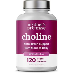 Prenatal Choline Supplements 550mg | 120 Capsules | Supports Baby’s Brain Development & Cognitive Function During Pregnancy & Nursing | Ultra Pure Natal VitaCholine, Vegan Choline Bitartrate for Women, BBD 05/2028
