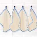 Tatuo 5 Pcs Exfoliating Face and Body Wash Cloths Towel Weave Bath Exfoliating Scrub Massage Bath Cloth for Women and Men, 10.63 x 9.05 Inch(Blue Edge)