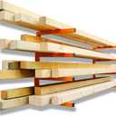 YYR Wood Organizer and Lumber Storage Rack Wall Mount, Heavy Duty Metal Shelf with 4-Level Holds Up 800 LBS, Indoor & Outdoor Use - Orange