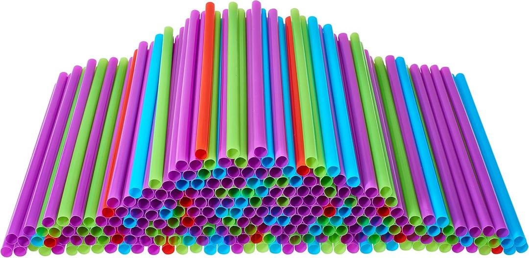 Drinking Straws 500 Count BPA-Free Multi-Colored Disposable Plastic Straw Assorted - DuraHome
