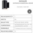 Kichler Cylinders 7" Outdoor Wall Sconce in a Black, 1-Light Exterior Wall Light, Cylinder Fixture, (7" H x 5" W), 9234BK
