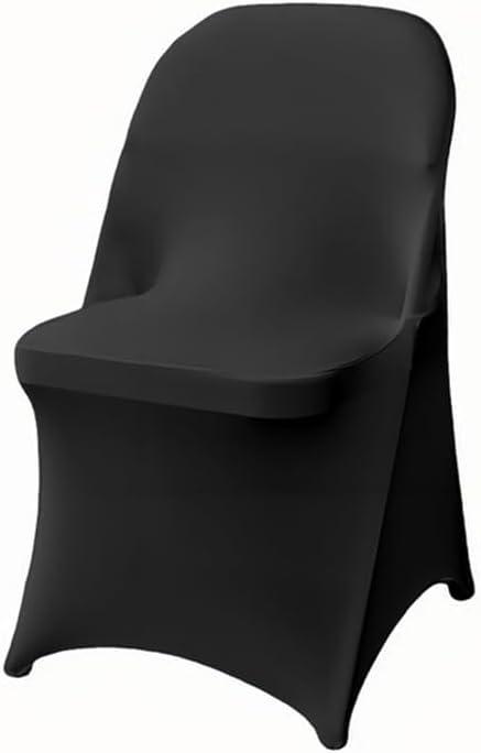 100 Pcs Black Folding Chair Cover Washable Removable Universal Fitted Chair Cover Protector for Wedding Party Banquet Holidays Celebration Decoration Chair Covers