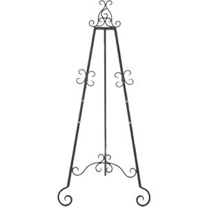 Deco 79 Metal Scroll Display Easel Large Adjustable 3 Tier Floor Standing Easel with Chain Support, Display Stand 21" x 22" x 46", Black