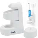Perlin Electric Toothbrush Holder Wall Mounted No Drilling Self Adhesive Bathroom Organizer for Charging Station Universal Fit Waterproof Removable Space Saving White