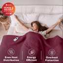 Sunbeam Electric Royal Luxe Microplush Heated Blanket, 12 Heat Settings, 12-Hour Selectable Auto Shut-Off, Fast Heating, Warm and Cozy, Cabernet Color, Full, 84" x 72"