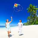 2 x Large Rainbow Delta Kite for Kids & Adults,Single Line Beach Kite for Kids Ages 4-8 & 8-12,Easy to Fly for Toddlers and Beginners