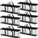 Fasmov 6 Pcs DVD Storage Bags Hold up to 240 DVDs (40 Each Bag), Water Resistant DVD Holder Case with Handles, Transparent PVC Media Storage for DVDs, CDs, Video Games, Books, Black