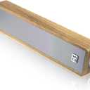 MICA Computer Speakers, Vintage Wired Computer Sound Bar, Retro Wooden Mini Soundbar, USB Powered PC Speakers for Desktop Monitor, Laptop, Tablet, 3.5mm Aux Connection, Angled (Yellow)