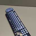 FOPETT Wireless Keyboard and Mouse Combo  2.4G FullSized Cute Colorful Mouse and Keyboard with 104 Round Keys Retro Typewriter Keyboard for Laptop/Windows/PC  Blue Gradient