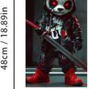 1 Pair Halloween Themed Car B-Pillar Decals, Horror Killer Waterproof Vinyl Car Center Pillar Stickers, Panda Killer Car Window Door Sticker Decal 11" x 18.9" (Fierce Panda)
