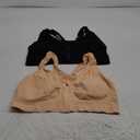 Fapreit Women's Zip Front Closure Sports Bra - Seamless Wirefree Post Surgery Padded Racerback Workout Gym Yoga Bras (4X-Large, Black+beige)