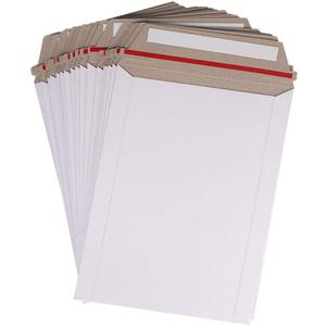zmybcpack 100 Pack 6X8 inch Self Seal Photo Document Mailers Stay Flat White Cardboard Envelopes White Photography Mailers for CD, Photos, Document