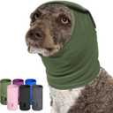 Dog Calming Hoodie, Ear Muffs Noise Protection Anxiety Relief, No Shake Ear Wraps for Dogs - Grooming, Bath, Blow Drying, Fireworks, Thunderstorms, Hematoma Ear Cover Head Wrap, ArmyGreen S