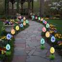 Solar Easter Egg Lights Outdoor Decorations 8 Modes Waterproof Garden Path Lights for Yard Decoration with 10 Eggs