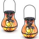 2 Pack Solar Lanterns Outdoor Waterproof, Hanging Hummingbird Flickering Flame Light Garden Decor Hanging Lights Decorative for Outside Patio Pathway Yard Christmas Birthday Gifts