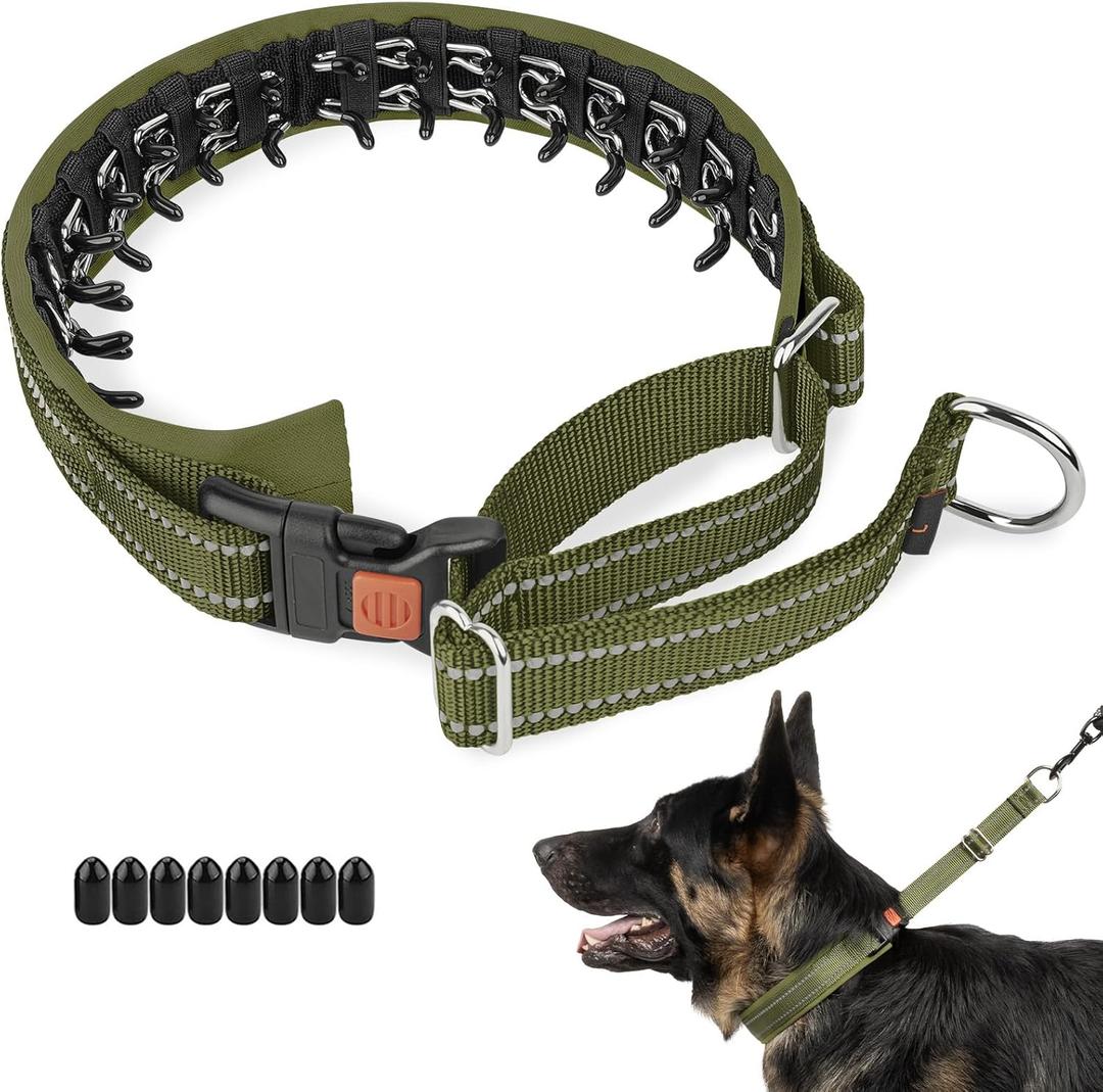 Mayerzon Martingale No Pull Collar for Medium Large Dogs German Shepherd Doberman Pitbull, Patented Anti Pull Correction Dog Collar for Safety Walking Training, Reflective, Adjustable(M/L, Army Green) 