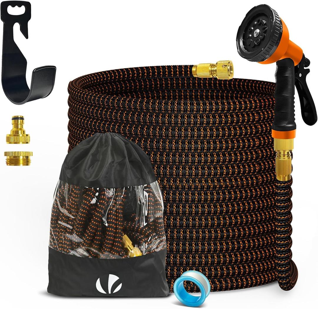 Expandable Garden Hose 150ft with 10 Function Nozzle, 2026 New No Kink Flexible Water Hose 150 ft, Lightweight, Leak-proof, 3/4" Solid Brass Fittings, 3750D Outer Fabric, Sturdy Retractable Latex Core