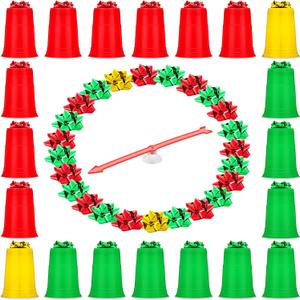 Sosation Christmas Party Games Spinner Wheel Christmas Roulette Raffle Game Set Include 38 Plastic Star Flower 20 Disposable Cups and 1 Pointer Spinner Wheel for Prizes Party Supplies