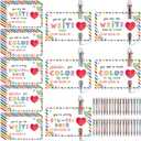 Sabary 36 Set Valentines Day Card and Multicolor Pen Gift Greeting Card and Retractable Multicolored Pen for Kids School Valentine's Day Student Classroom Exchange Gift Party Favor (Clear,6-in-1)