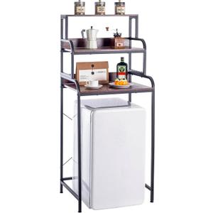 4-Tier Mini Fridge Shelf, Microwave Oven Stand with Storage for Dorm, Free Standing Kitchen Baker's Rack with Storage Shelf (Brown)