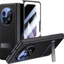 for Oppo Find N5 Case with Kickstand, Slim PU Leather All-Inclusive Phone Case with Hinge Protection Screen Protector Camera Protector Leather Protective Cover for Oppo Find N5 Black