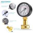 Universal Water Pressure Test Gauge Kit with Brass Hose Fittings, 3/4" Female Coupler Plus 5 Adapters to Test in Multiple Systems, 0-200 Psi Hydraulic Pressure Tester (2.1" Dial)