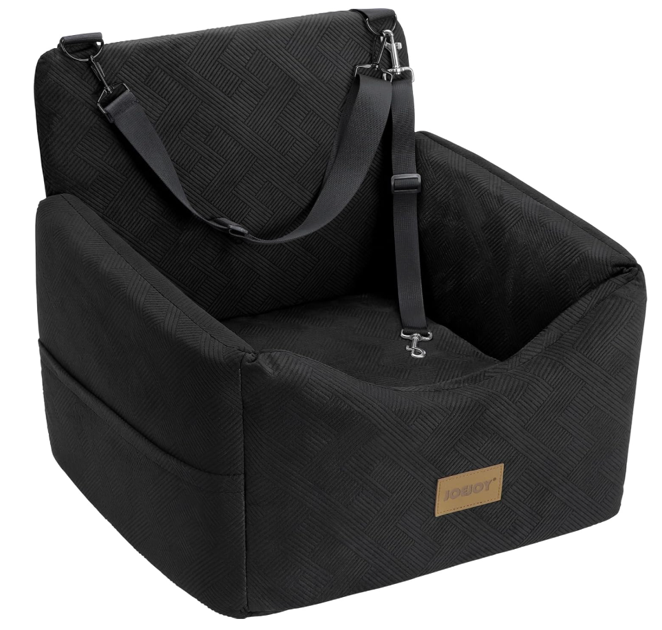 JOEJOY Dog Car Seats for Small Medium Dogs Under 35lbs, Dog Booster Seat with Detachable Washable Cover and Cushion, Memory Foam Pet Car Seat with Safety Belt and Storage Pockets (Black), 18x18x19x11 inches