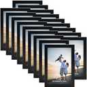 Hoikwo 5 Packs 4x6 Black Multi Plastic Picture Frames Set with Plastic Cover for Family Photos, Artwork, Light Weight Bulk 4 by 6 Frames Pack for Wall Hanging and Table, Stylish Picture Frames