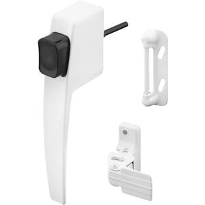 Prime-Line K 5145 Screen and Storm Door Push Button Latch Set With Night Lock  Replace Old or Damaged Screen/Storm Door Handles  White Finish, Fits Doors 5/8  1-1/4 in. Thick (Single Pack)
