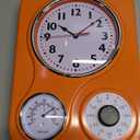 Lily's Home Retro Kitchen Wall Clock, with a Thermometer and 60-Minute Timer, Ideal for Any Kitchen, Orange (9.5 in x 13.3 in)