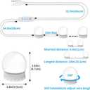 LED Vanity Mirror Lights with 12 Stick On Dimmable Bulbs, 3000K 4500K 6500K & 10 Brightness Levels Adjustable, Plug in USB Cable, Hollywood Style Mirror Lights for Makeup Desk Bathroom Dressing Room