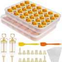 FACULX 3 Pack Deviled Egg Containers with Lid and 8 Pcs Deviled Egg Injector Piping Tool, Egg Organizer for Refrigerator, Fridge Stackable Countertop Portable Egg Platter (transparent-2 packs)