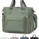 Insulated Lunch Bag Women Large Lunch Tote Bag Box Bags Boxes with Shoulder Strap Adult for Women Men Work Grey Green with Water Bottle Holder (16.5L)