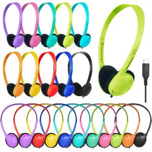 USB Type C Kids Headphone Bulk 10 Pack for School Classroom,Lightweight On-Ear USB C Headphones for Boys Girls Students Tablet Travel Computer Smartphones Mixed Colors