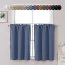 Chyhomenyc Denim Blue Short Blackout Curtains 36 Inch Length, Small Kitchen Curtain Tier Rod Pocket Half Window Curtains for Bathroom Basement Cabinet Camper RV Bunk, 2 PCS, Each 30" Wx36 L