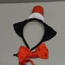 NUMJAW Cat Headband With Stovepipe Hat,Book Character Costumes Accessories,Cat Costume - Red and White Headbands Hat with Bow Tie Cosplay Party Halloween