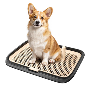 Dog Potty Tray, 23.6"x17.7" Indoor Pet Pee Pad Holder,Puppy Training Holder,Bathroom Dog Litter Box, Pet Toilet for Small and Medium Dogs,Housebreaking Supplies, Pet Products(Black)