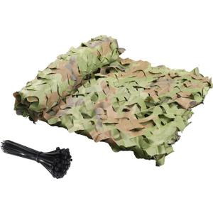 Camouflage Netting Camo Netting, Bulk Roll camo Fabric for Hunting Military Decorations Party Sunshade - Zip Ties Included (5Ftx13Ft(1.5Mx4M))